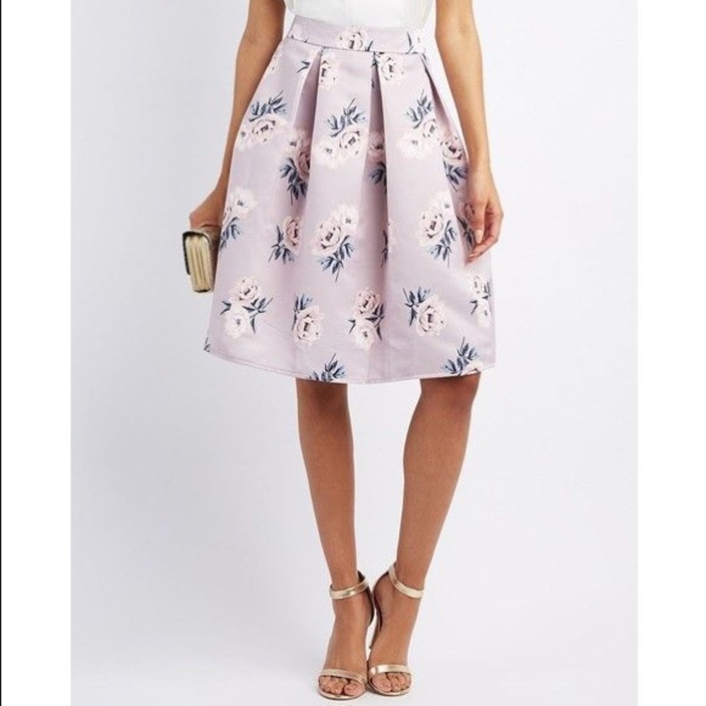 Charlotte Russe floral midi pleated skirt